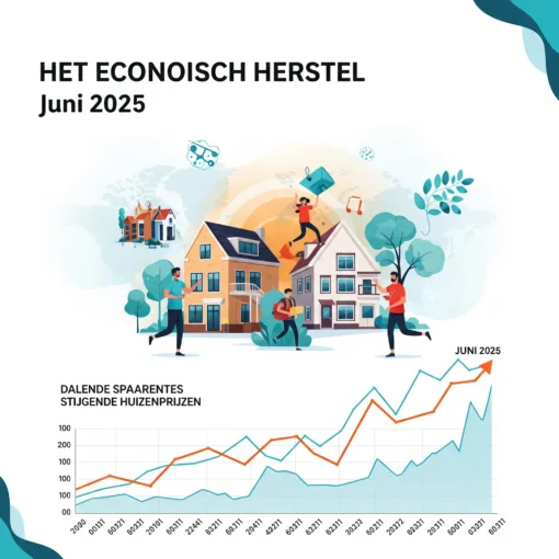 Economische trends juni 2025: grafiek dalende spaarrentes en stijgende huizenprijzen in Nederland"